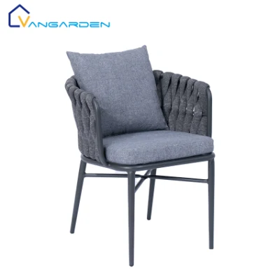 Cadeira de jantar para móveis de jardim ao ar livre com corda de alumínio popular Vangarden